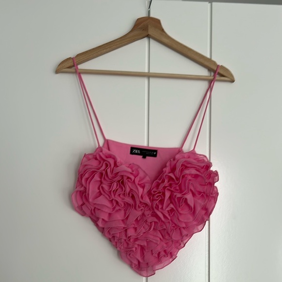 Zara Pink Ruffled Women's Top - Picture 4 of 4